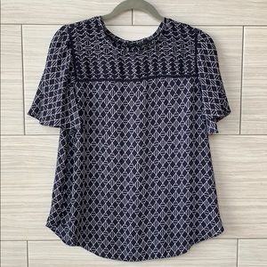 Ann Taylor Blouse Geometric Pattern Medium